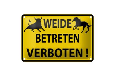 Blechschild Warnschild 18x12cm Weide Betreten verboten Deko Schild
