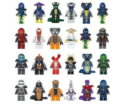 24pcs / Lot Plastik Mini Ninjago Figur Spielzeug Ninja Schlangen Montieren Kinder