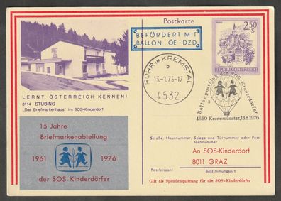 Ganzsache Österreich Lernt Österreich kennen SOS Kinderdörfer 13.8.1976 P 442