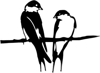 Metall-Vogel-Silhouette, 2 Vögel auf Zweig Metall-Kunst-Garten-Metall-Vogel-Dekoratio