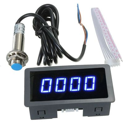 Blauer 4-LED-Digital-Tachometer-Tachometer + Hall-Näherungsschaltersensor