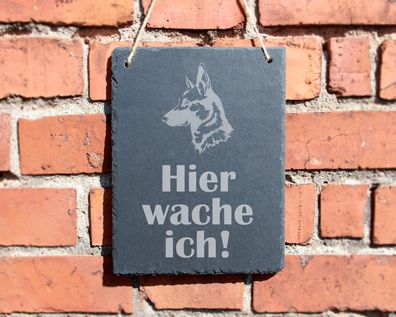 Schiefertafel "Hier wache ich!" #0035 Schäferhund Wachhund