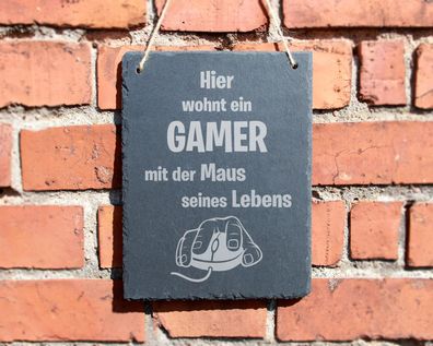 Schiefertafel "Hier wohnt ein Gamer" #0083 Schild Eingang Zocken