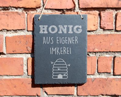 Schiefertafel "Honig aus eigener Imkerei" #0077 Schild Eingang Bienenstock