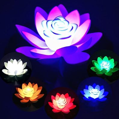 Künstliche schwimmende Seerose, Lotus-Pool-Licht, schwimmende LED-Lotus-Seerose für T