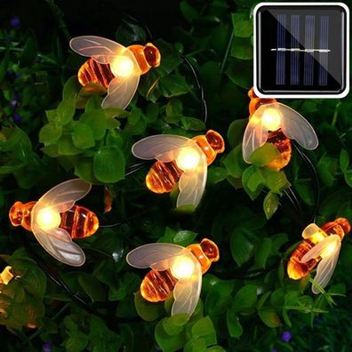 50LED Solarbetriebene Honigbienen-Lichterketten Außenbeleuchtung Lichterketten Garten