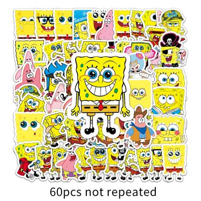 120pcs Abziehbilder Set SpongeBob Patrick Star DIY Sticker für Laptop Handy Koffer