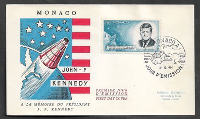 FDC Monaco 1. Todestag John F. Kennedy 3.12.1964