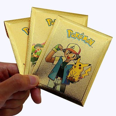 10 Gold Metall Optik Karten Pokemon (1 Blister) Zufallskarten (PM101)