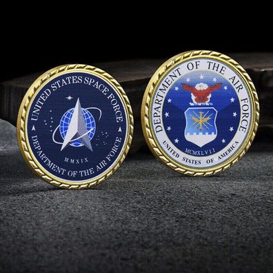 Schöne Medaille United Space Force vergoldet USA (Med521)
