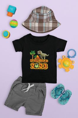 Kinder Dino Dinosaurier Einschulung Schulkind 2023 Schultüte Junge T-Shirt