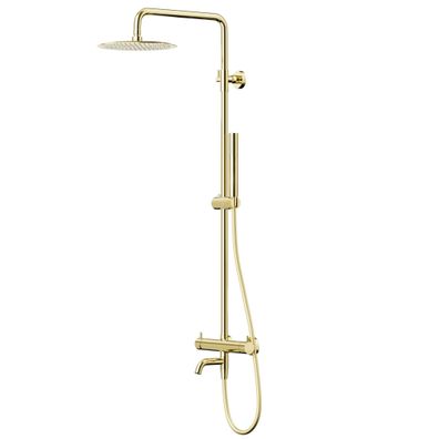 Duschsäule LUGO Duschsystem, Brausegarnitur mit Auslauf in Gold, Duschgarnitur