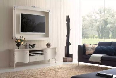 Wohnzimmer Set Luxus TV Ständer Wohnwand tv board wand Neu Möbel Weiß