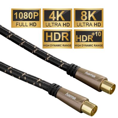 Hama 5m Antennen-Kabel 120db Koaxial-Kabel Koax-Kabel 8K 4K HD TV LED LCD OLED