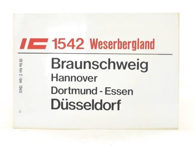 E169 Zuglaufschild Waggonschild IC 1624 Weserbergland Düsseldorf - Munster