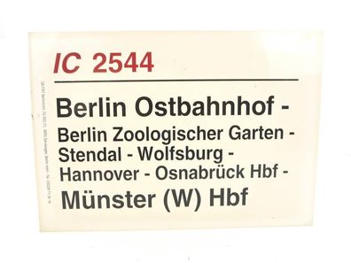 E244a Zuglaufschild Waggonschild IC 2544 Berlin Ostbahnhof - Münster (W) Hbf