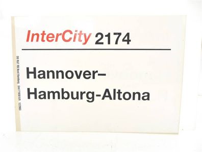 E244 Zuglaufschild Waggonschild InterCity 2174 Hannover - Hamburg-Altona