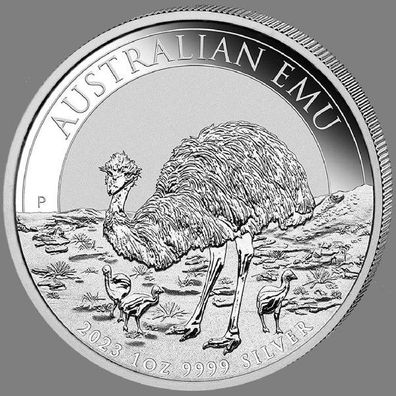 Silbermünze Emu 2023 1oz Australischer Emu Australien 999,9 Silber Münze ST 1$