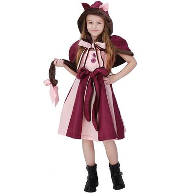 Mädchen Alice in Wonderland Kleid The Cheshire Cat Cos Kostüme Halloween Rock Lila