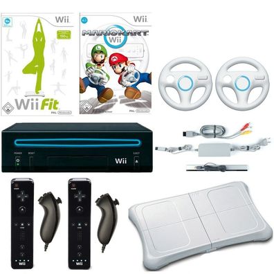 Nintendo Wii Konsole Weiß/ Schwarze Controller / Komplettset Balance Board Mario Kart