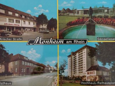 alte Postkarte Cekade Jean König AK Monheim am Rhein Krischer Str Rathaus Gänseliesel