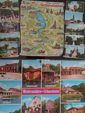 2 alte Postkarten Jakob Krahpohl AK Wassermühlen im Schwalmtal Scloß Burg Kapelle
