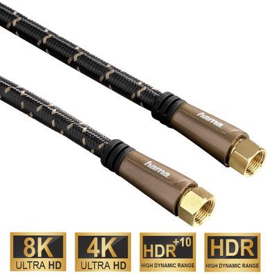 Hama 5m Sat-Kabel 120dB 8K 4K HD TV Antennen-Kabel F-Stecker Koaxial Koax-Kabel