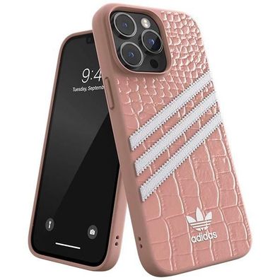 Handyhülle Case iPhone 14 Pro Max Adidas rosa Streifen Logo Kunststoff 50202