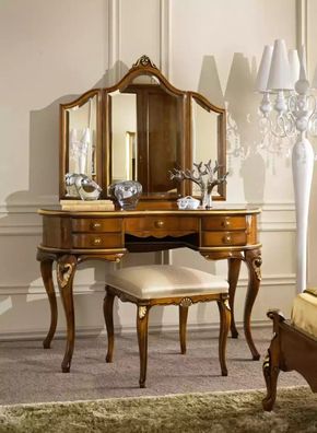Klassischer Schminktisch Spiegel Luxus Schlafzimmer Holz Möbel Neu
