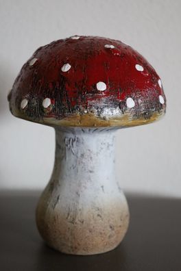 Pilz TORIN 17 cm hoch, Terrakotta bemalt, Weihnachten