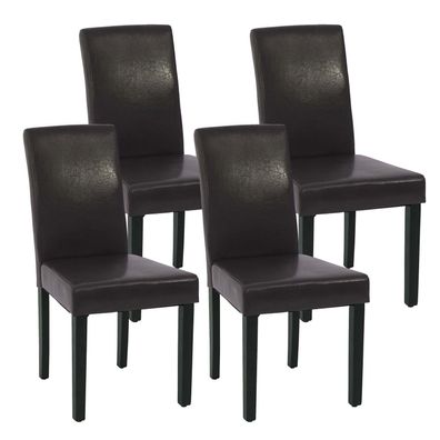 4x Esszimmerstuhl Stuhl Stühle Küchenstuhl 4er Set Kunstleder hohe Lehne braun