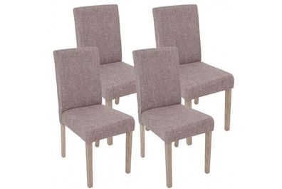 4er Set Stühle grau Stoff Polsterstuhl Küchenstuhl Stuhl Esszimmerstuhl Eiche