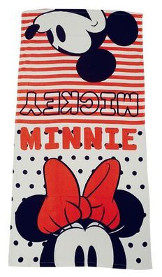 Disney Mickey und Minnie Maus Handtuch Rot/ Weiß gestreift 70 x 140 cm