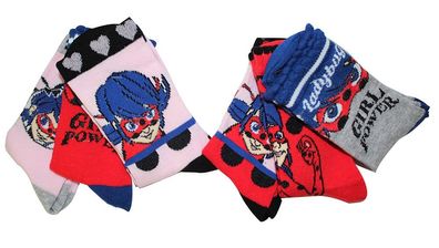 Miraculous Ladybug Girl Power 6er Pack Socken Grau/ Rosa 23/26