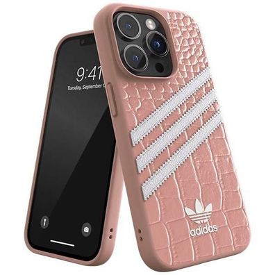 Handyhülle Case iPhone 14 Pro Adidas rosa Streifen Logo Kunststoff 50200