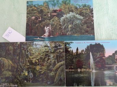 3 alte Postkarten Blümlein KF AK Frankfurt Palmengarten Schweizerhaus