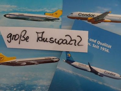 alte Postkarten Flugzeug Condor Europa-Jet 727-30 Airbus 320 Boeing 727-230