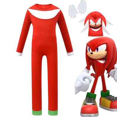 Kinder Sonic the Hedgehog Cosplay Kostüme Knuckles the Echidna Bodysuit Overall Rot