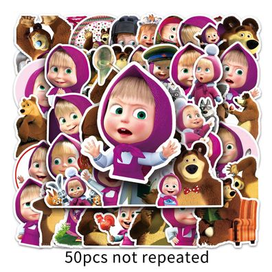 Cartoon Masha and the Bear 100pcs Sticker Set für Laptop Koffer DIY Aufkleber