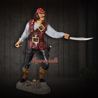 Piraten Seeräuber Freibäuter Figur Statue Skulptur lebensgroß Deko Meer Sebel