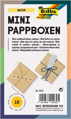 folia 3321 - Mini Geschenkboxen, Pappschachteln aus Karton, eckig, natur, 10 Stück...