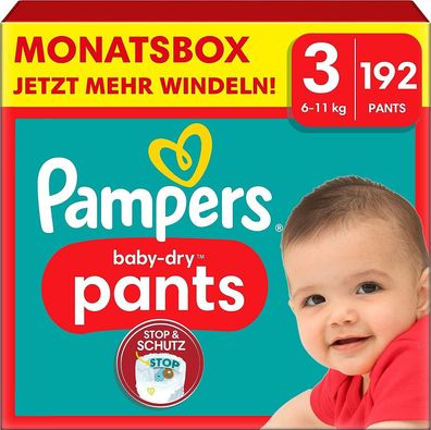 Pampers Baby Dry Pants Größe 3-8 Monatsbox Rundum-Auslaufschutz