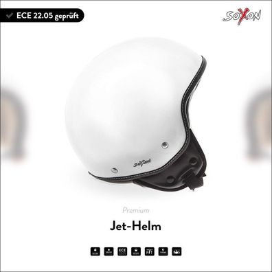 SOXON SP-301 Snow - Helm Jet Roller-Helm Motorrad-Helm Cruiser weiß ECE XS-XL