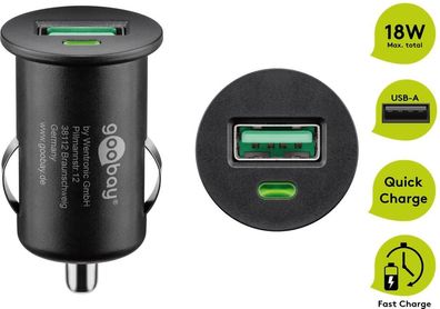 Goobay Quick Charge™ QC3.0 USB - Autoschnellladegerät, Schwarz - lädt bis zu 4x ...