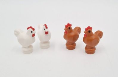 Lego 4x Hühner Chicken Weiß Dark Orange 1413pb01 Bauernhof Neu