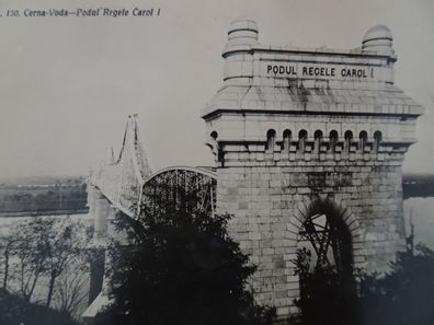 sehr alte Postkarte AK KF Anghel-Saligny-Eisenbahnbrücke Podul Regele Carol