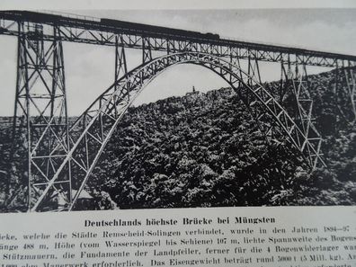 sehr alte Postkarte AK KF Deutschlands höchste Brücke Müngsten Remscheid Solingen