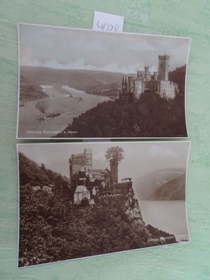 2 sehr alte Postkarten AK KF Schloß Stolzenfels Rheinstein Karl Fischer