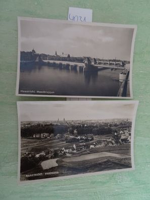 2 sehr alte Postkarten AK KF Maastricht Maasbruggen Echt Foto s/ w