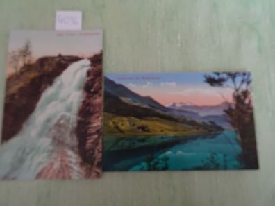 2 sehr alte Postkarte AK KF Lungernsee Wetterhörner Dundelsbachfall Schweiz